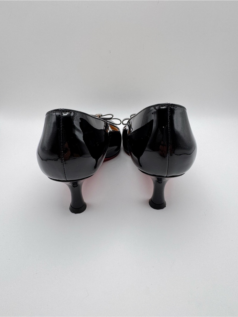 Christian Louboutin Marcia Nodo 55 Black Patent Leather Bow Heels Sz 36 W/Box - Picture 6 of 11